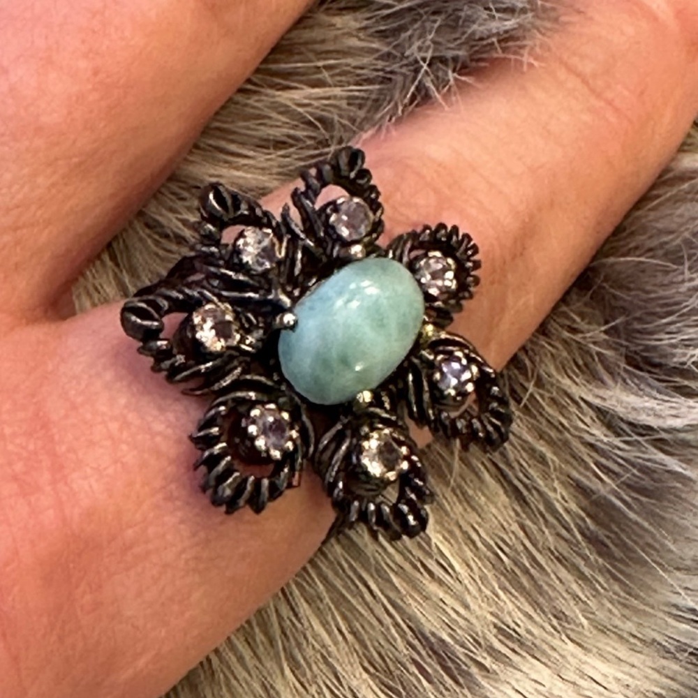 Larimar 925 Solid Sterling Ring - image 4